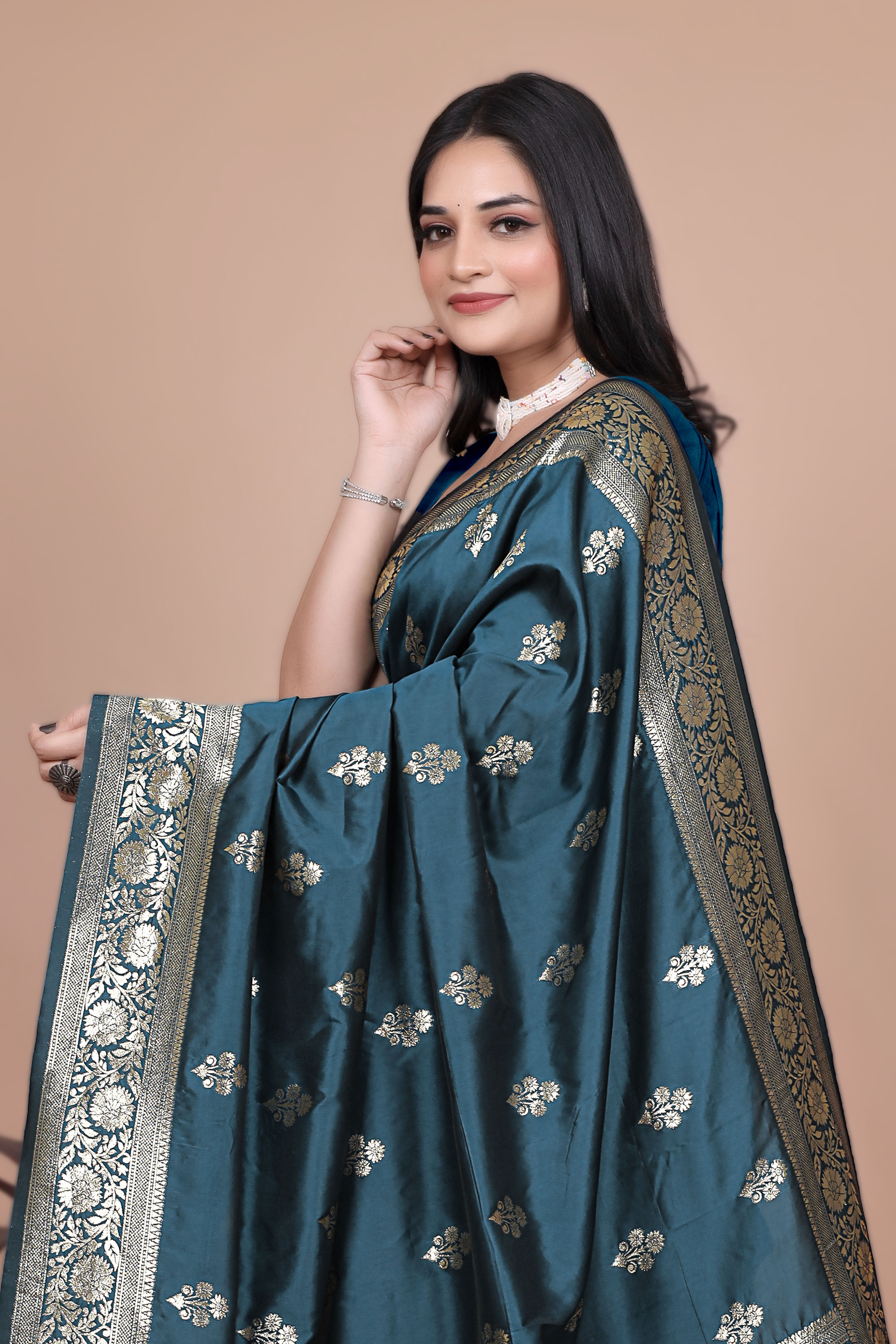 Royal Purple Banarasi Silk Saree with Peacock Pallu Design